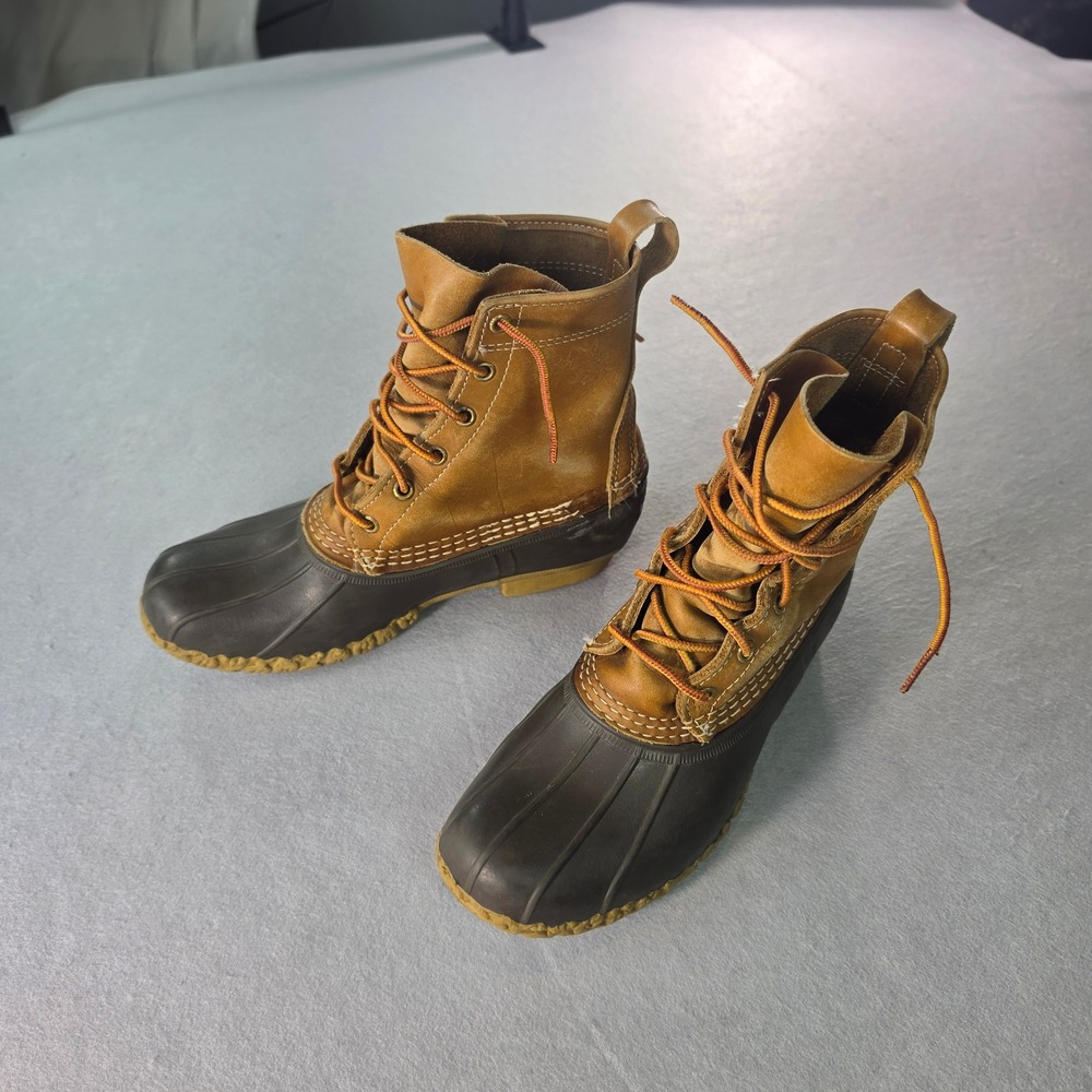 LL Bean 8 Inch Bean Boots Tan Brown Leather Duck Boots Womens 9 (Mens 7)